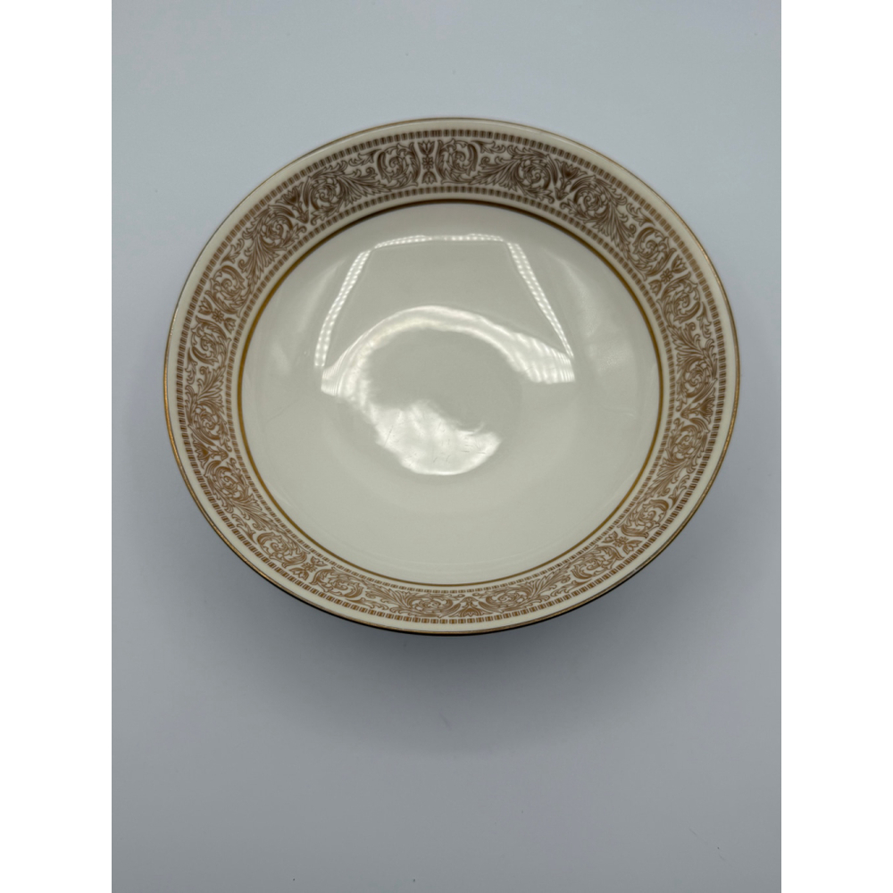 Mikasa Bone China Oberlin 113 Soup Bowl Japan Gold & Brown Scroll Trim